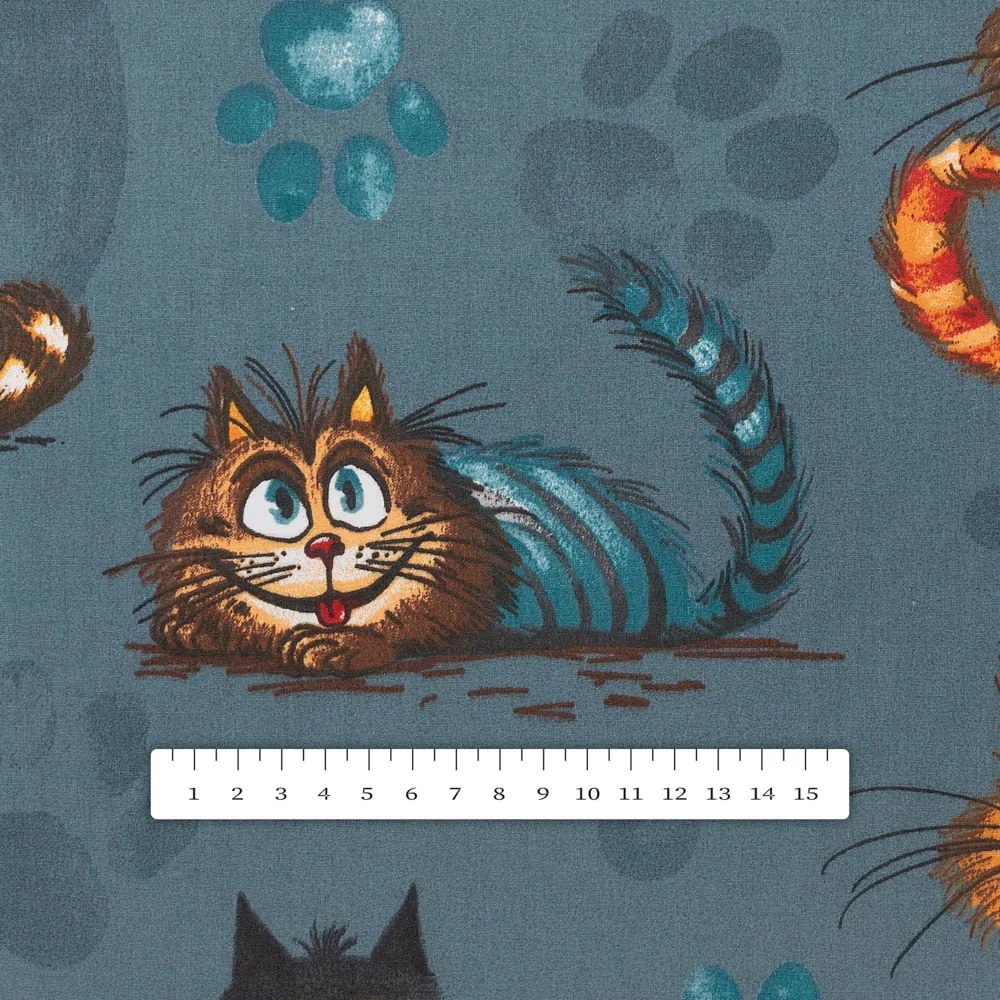 Biante Detská bavlnená obliečka na vankúš s lemom Sandra SA-705 Mačacia partia na tmavo sivomodrom 30 x 50 cm