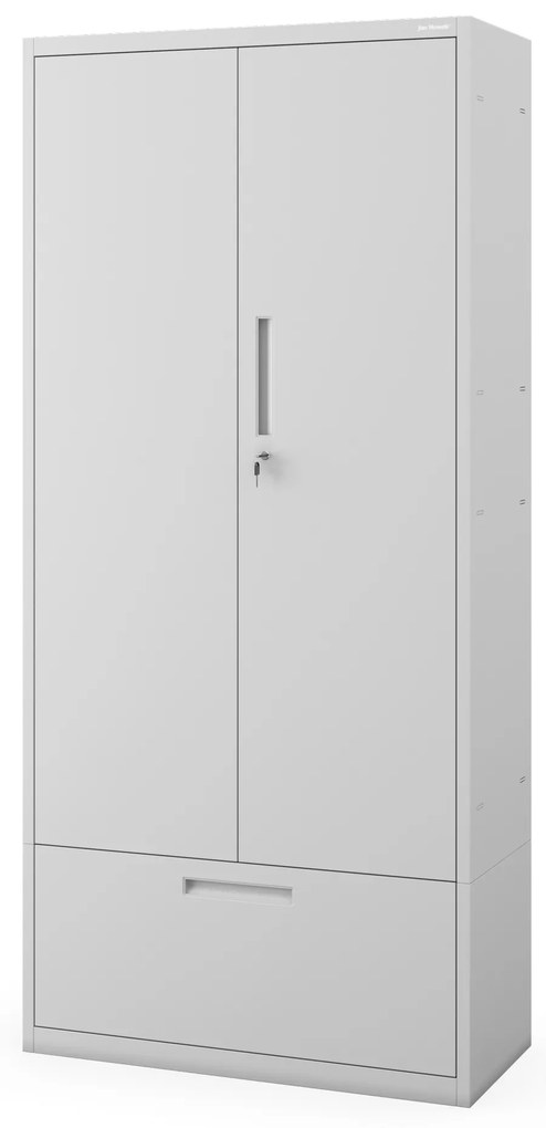 Kovová skriňa MEGAN – sivá, zásuvka na dokumenty, 195 cm