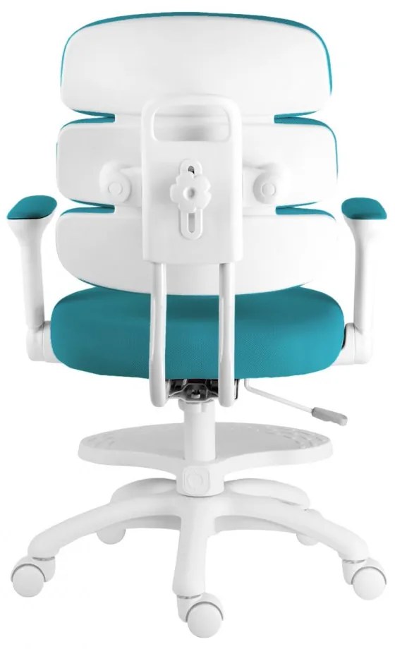 Detská rastúca stolička Neoseat KIDDY THREE — látka, prateľný poťah, tyrkysová