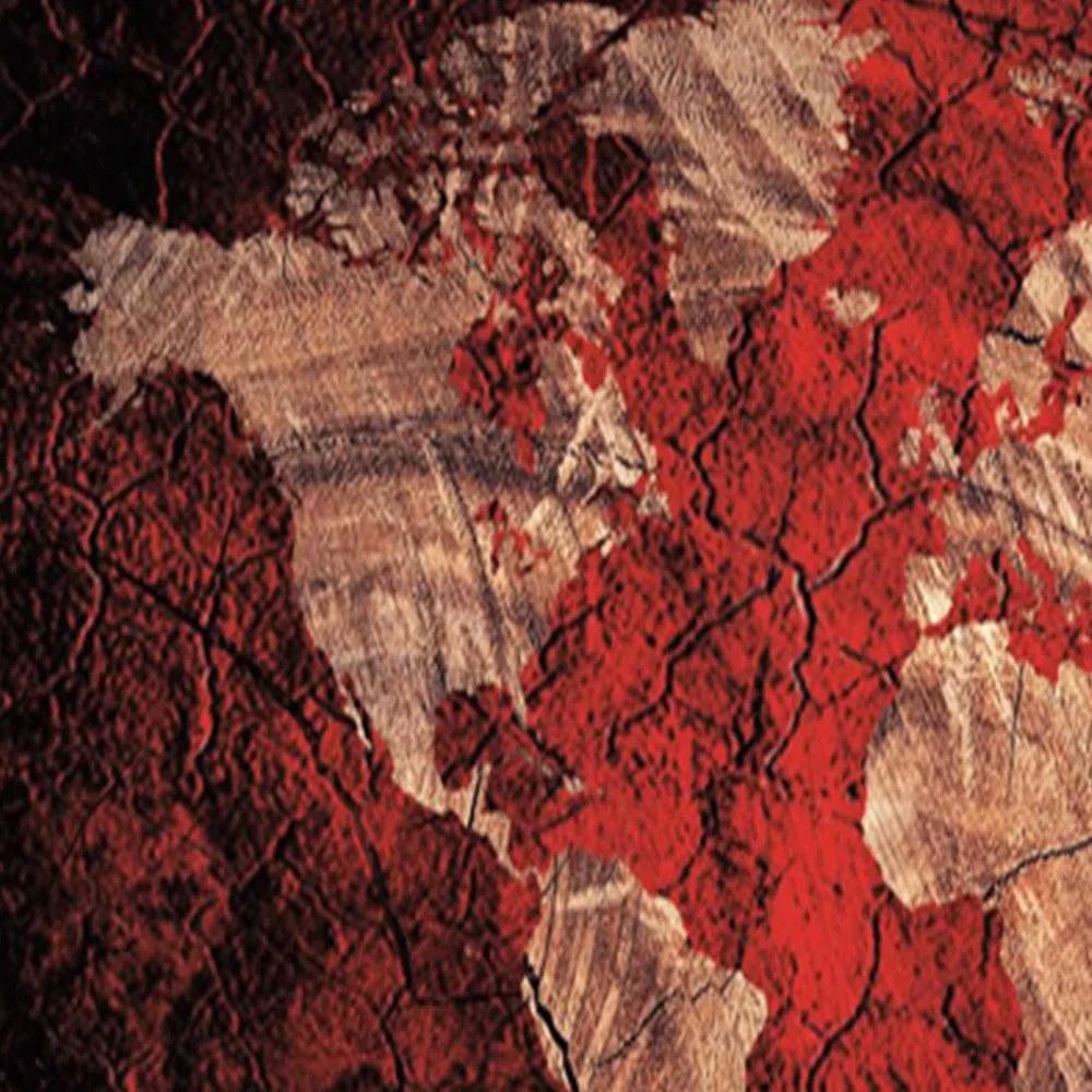 Gario Paraván Rustikálna mapa sveta v červenej farbe Rozmery: 110 x 170 cm, Prevedenie: Klasický paraván