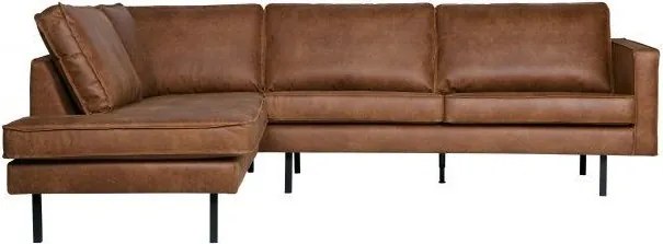Hnedá rohová pohovka z imitácie kože (ľavý roh/do L) Rodeo – WOOOD