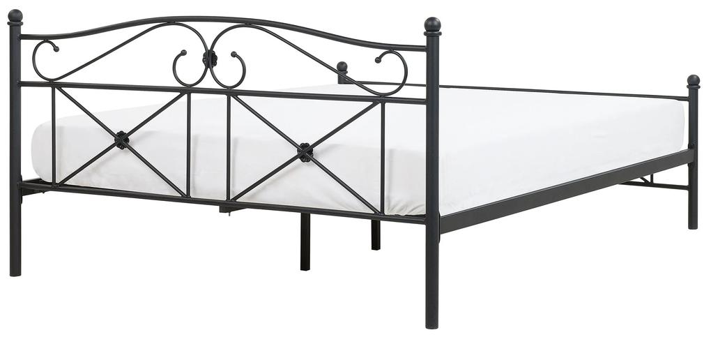 Čierna kovová posteľ s rámom 140 x 200 cm  RODEZ Beliani
