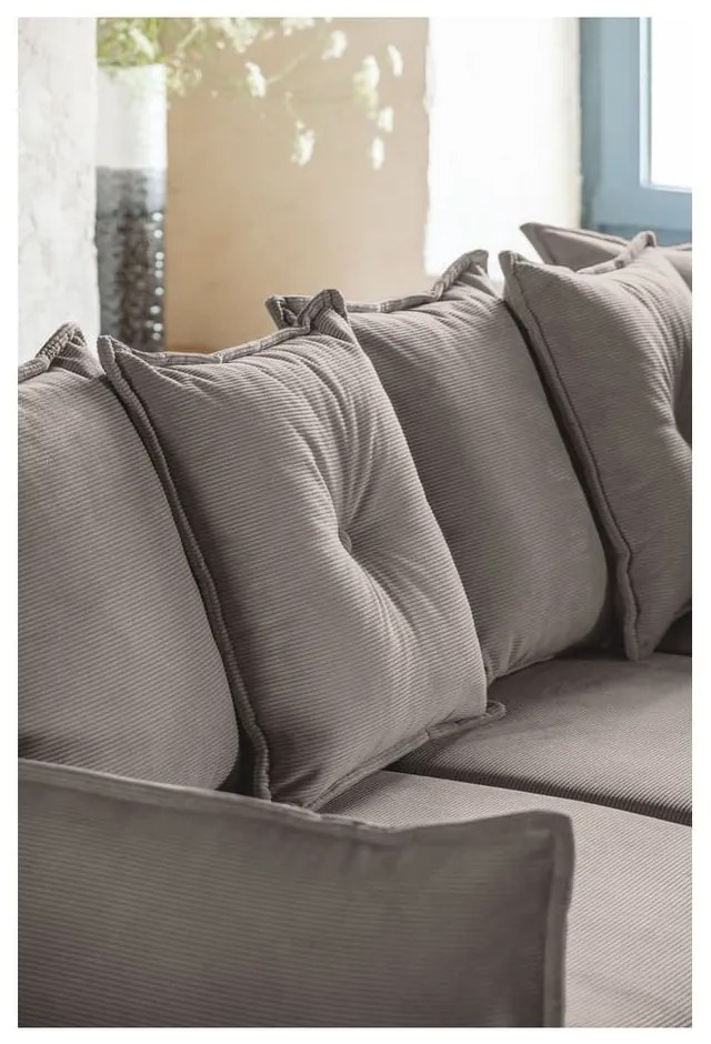 Svetlohnedá menčestrová rozkladacia rohová pohovka (variabilná) Lazy Lukka – Miuform