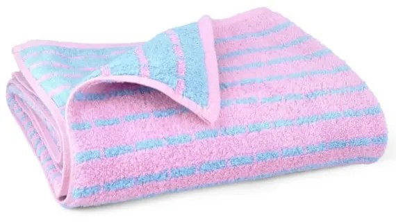 Modrý/ružový froté uterák s prímesou bambusu 50x100 cm Nuance – JUNA