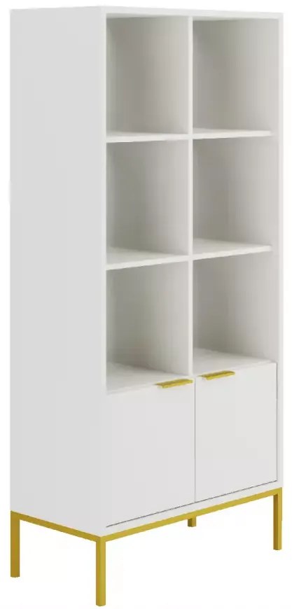 Knižnica Austin 80 cm biela/zlatá