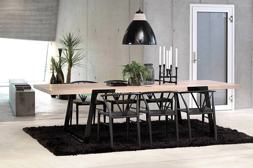 Luxusný jedálenský stôl Zora 290 - 410cm prírodná/čierna