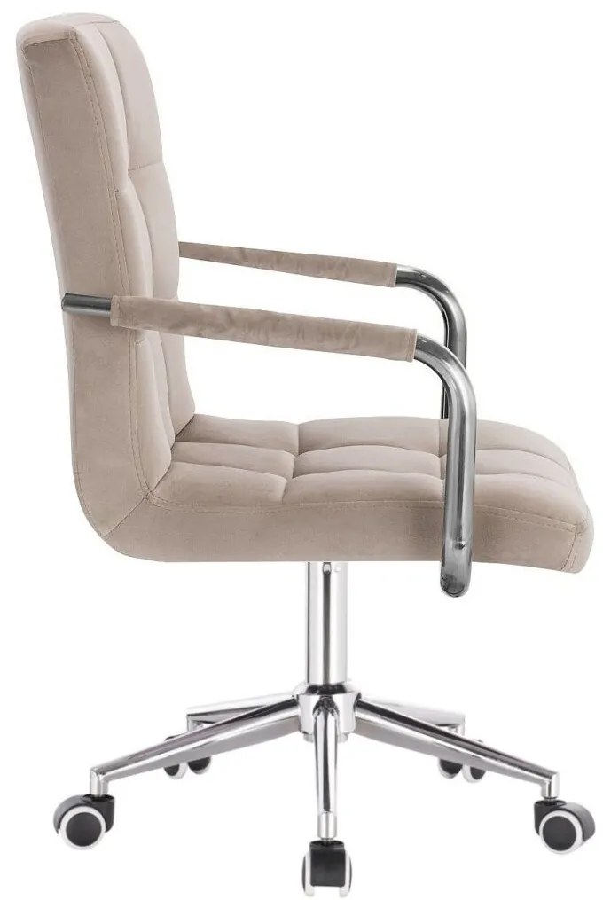 LuxuryForm DESIGN Stolička VERONA VELUR na striebornej podstave s kolieskami - latte