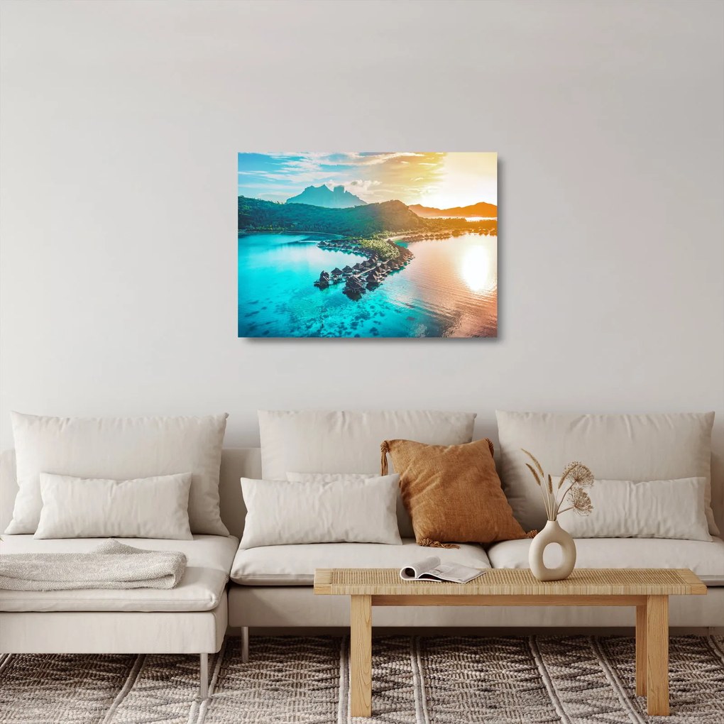 Sklenený obraz - Bora Bora (70x50 cm)