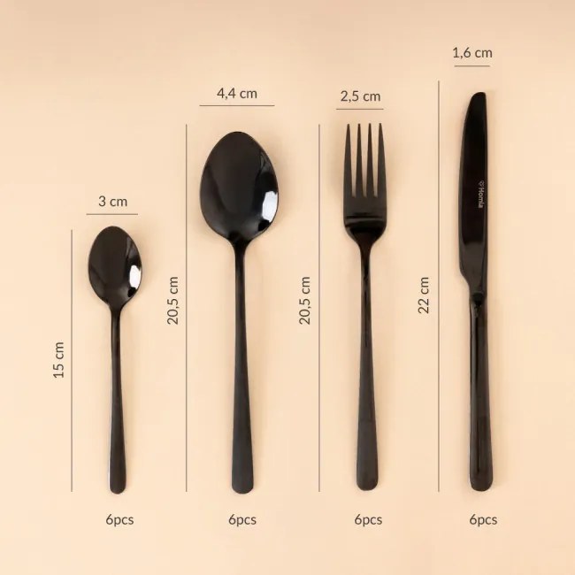 Súprava príborov B2LUGANO čierna 24 ks 854274