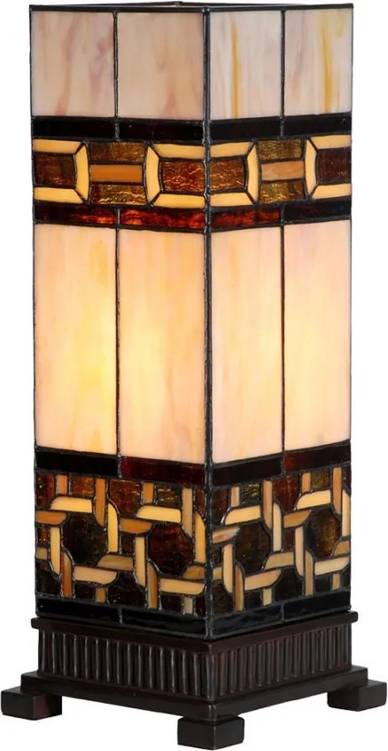 Béžovo-hnedá stolná tiffany lampa Laetitia II - 17*17*44 cm E27/ma* 1*40W