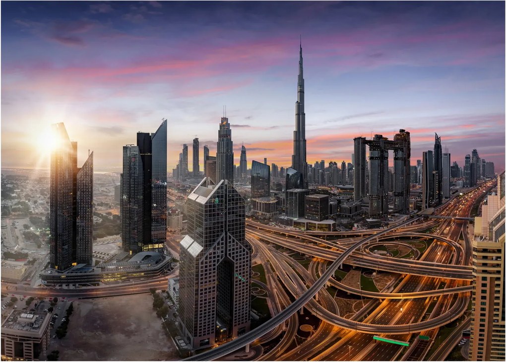 Sklenený obraz - Panorama Dubaja (70x50 cm)