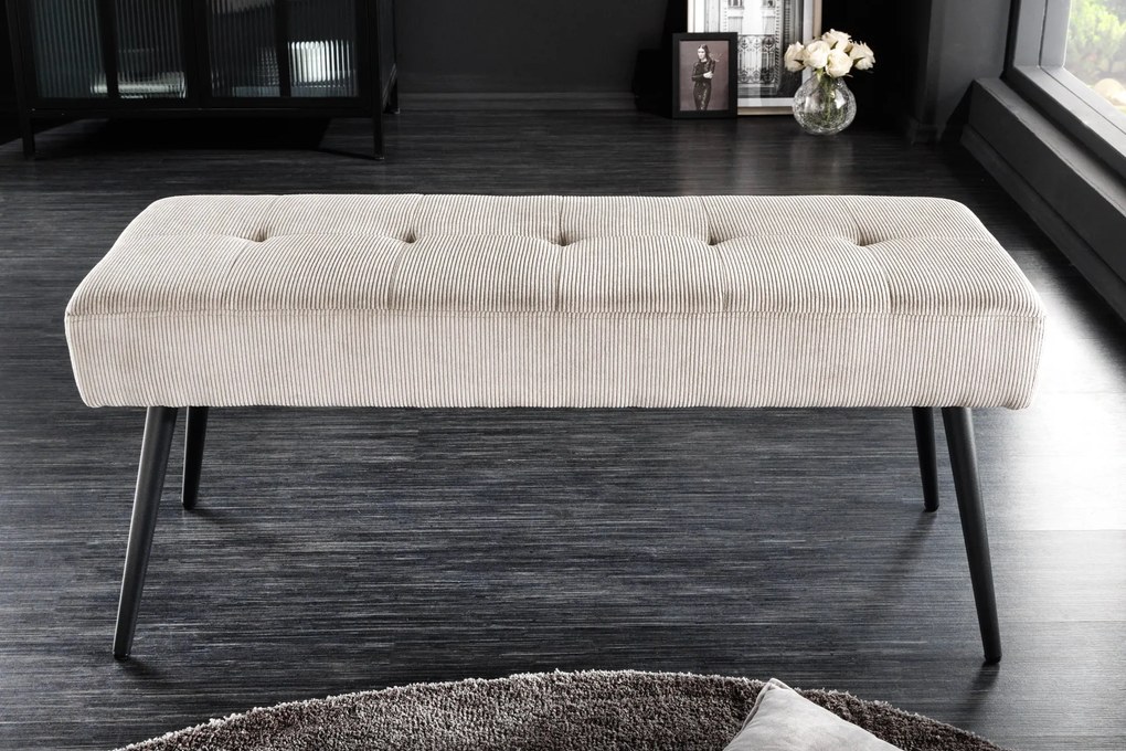 Lavička Boutique 100cm svetlošedá šnúra