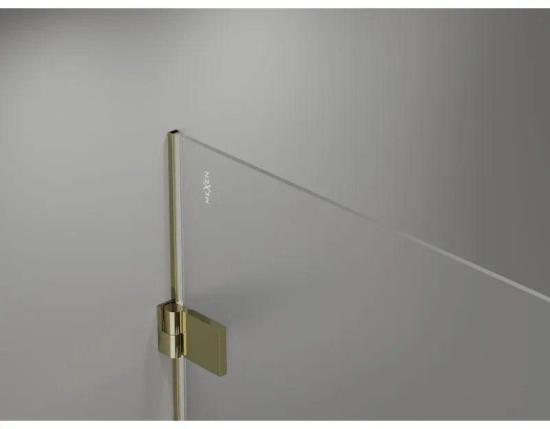 Mexen Lunar-B, pravé otočné sprchové dvere 140 cm, číre sklo, zlatý profil, 832S-140-050-50-00-P