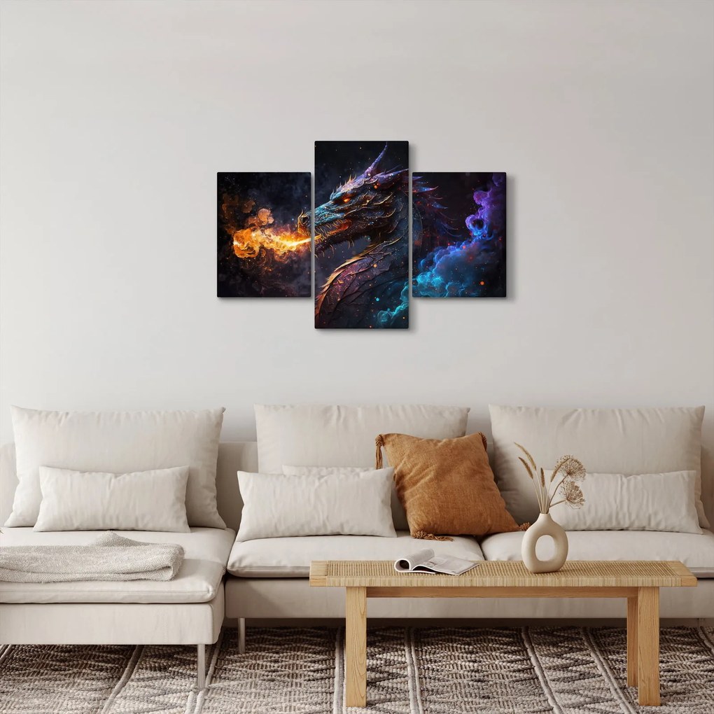Obraz - Drak pľuvajúce plamene (90x60 cm)