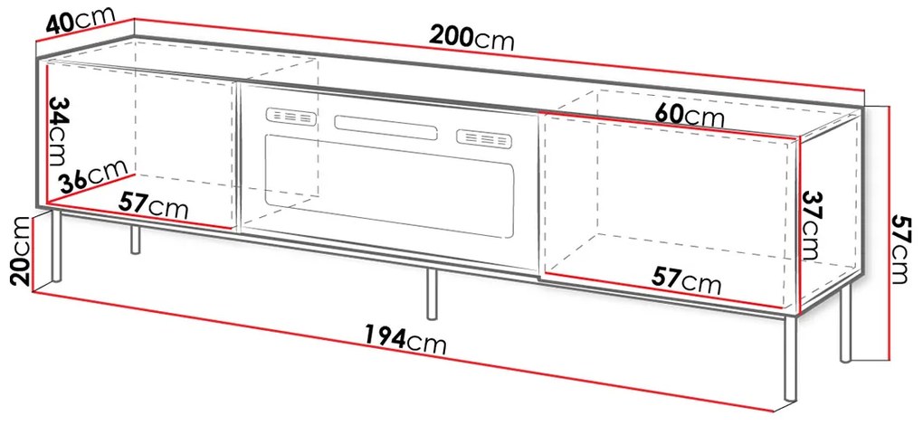 Moderný TV stolík Sindy, bílý / zlatý kov