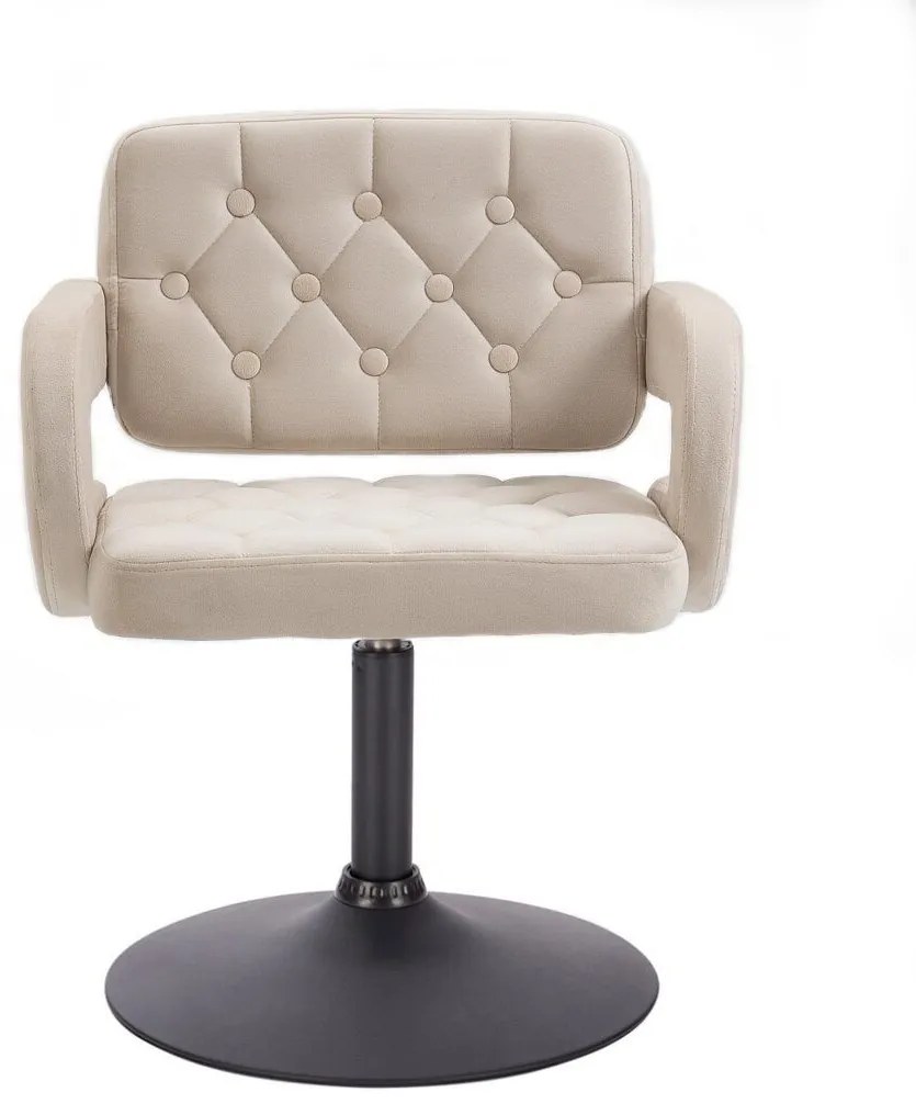 LuxuryForm DESIGN Kreslo ADRIA VELUR na čiernom tanieri - krémové
