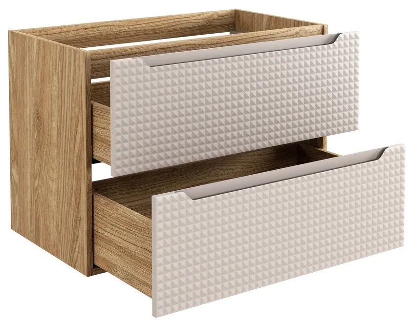 Závěsná skříňka pod umyvadlo Luxor Beige s deskou 60 cm béžová/dub olejovaný