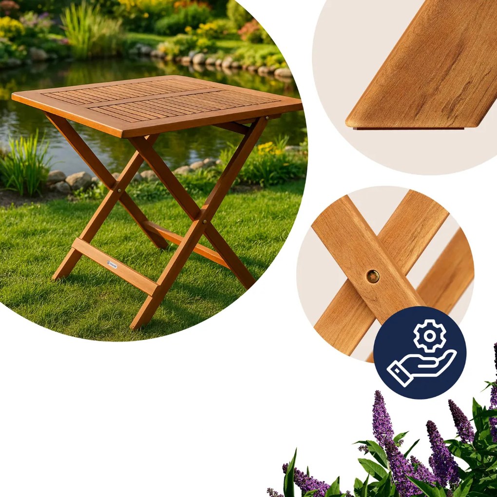 Drevený odkladací stolík ALEK, 70x70x73cm, hnedá Casaria