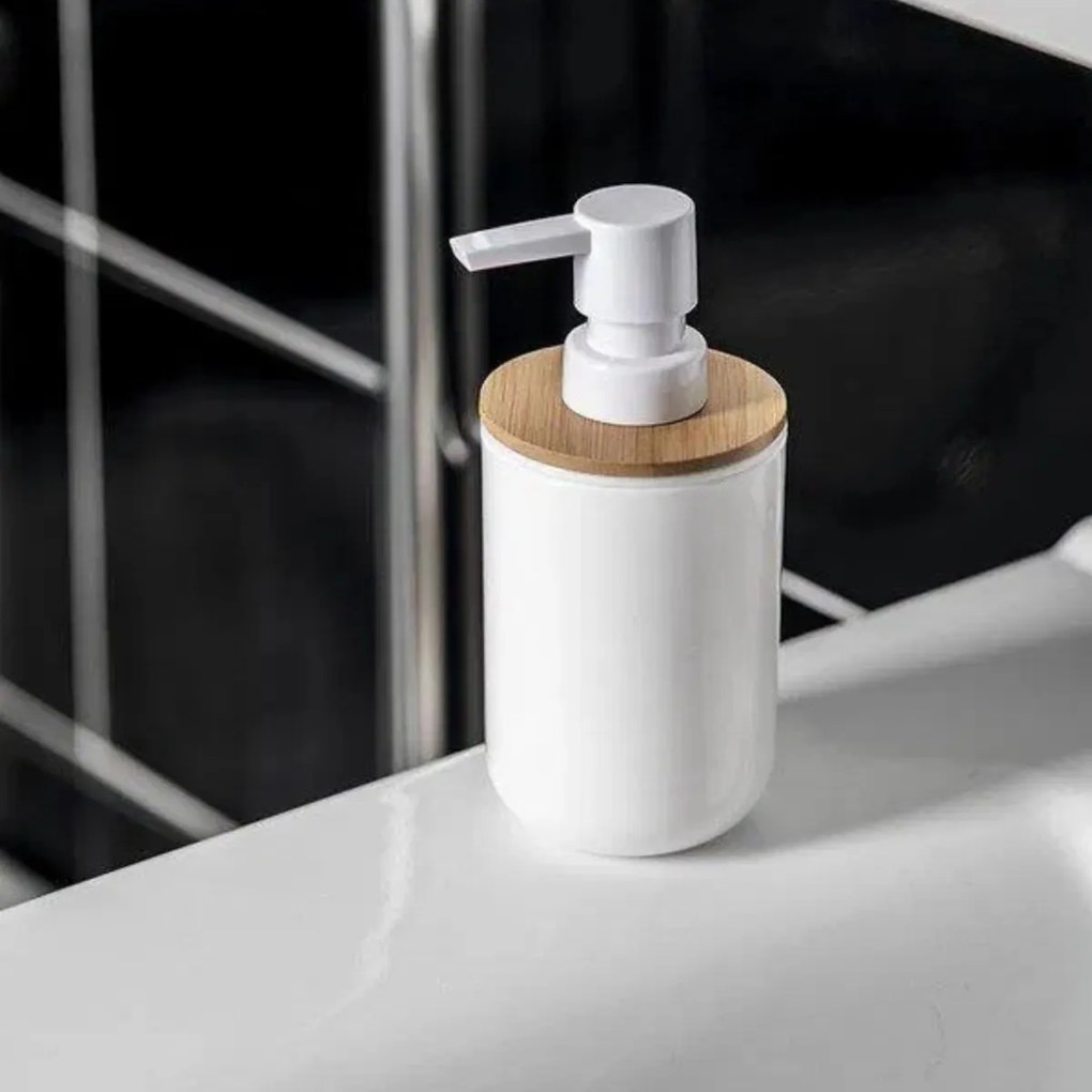 Orion Dávkovač mydla, biely, bambus, okrúhly WHITNEY 0,33 l
