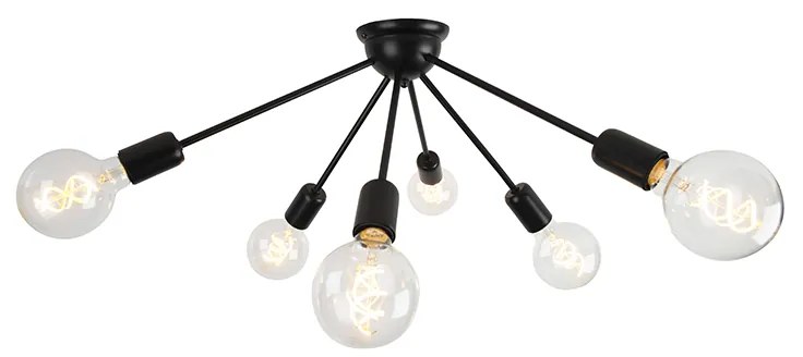 Moderné stropné svietidlo čierne 6 žiarovkové - Sputnik