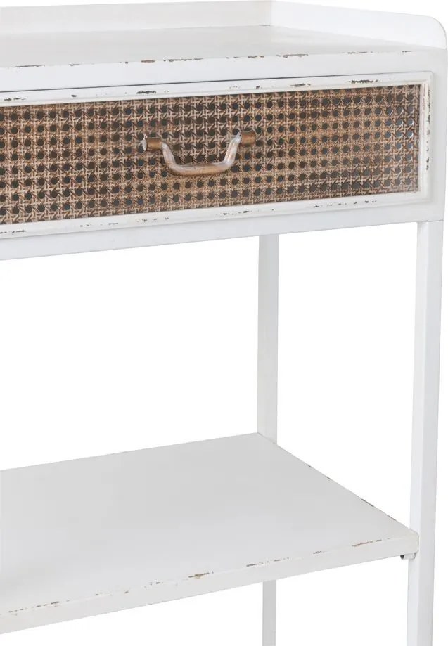 Biely antik kovový policový regál so šuplíkom Valio White - 54*38*140cm