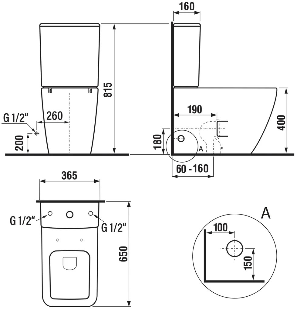 Sapho Sapho, PORTO WC kombi misa s nádržkou Rimless , spodný/zadný odpad, PC102WR