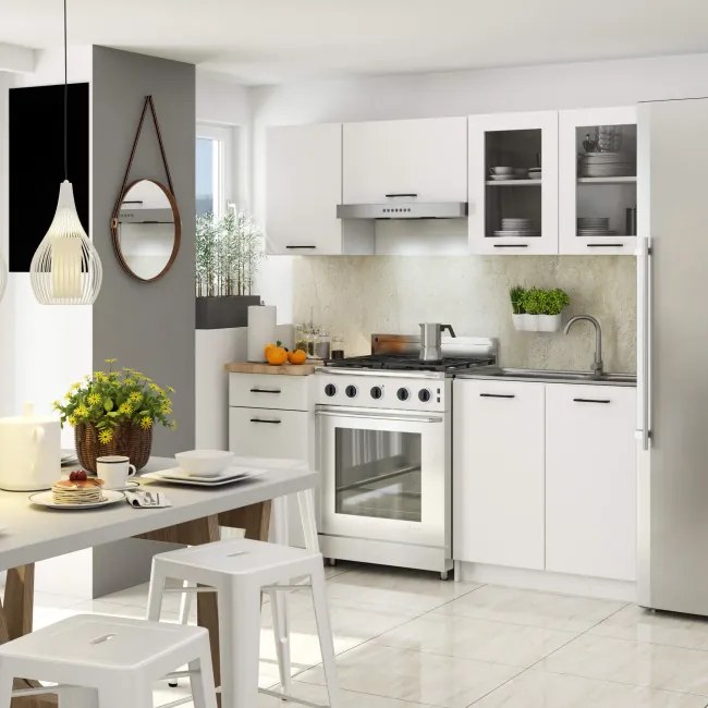 Kuchynská linka OLIWIA 1.8 m s vitrínou biela