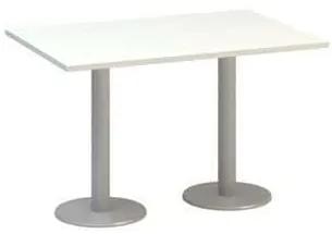Konferenčný stôl Alfa 400 so sivým podnožím, 120 x 80 x 74,2 cm, dezén biely