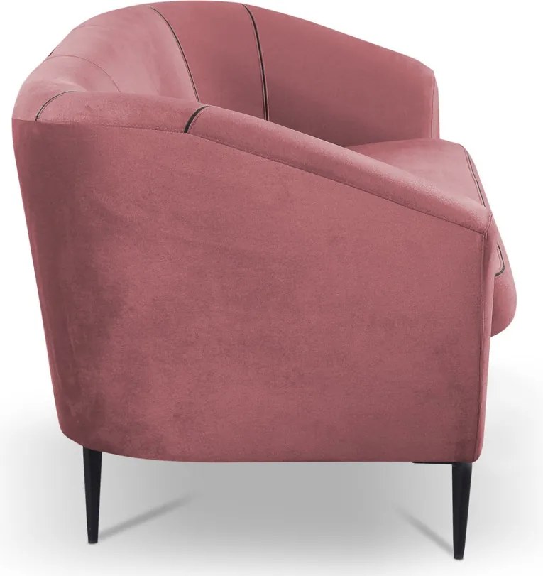 Trojmiestna pohovka Olivio, tmavo ružová zamatová látka