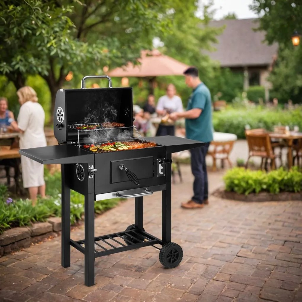 Zahradní gril na dřevěné uhlí CARBON černý