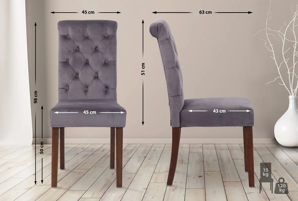 Jedálenská stolička Lisburn - zamat - Tmavo sivá