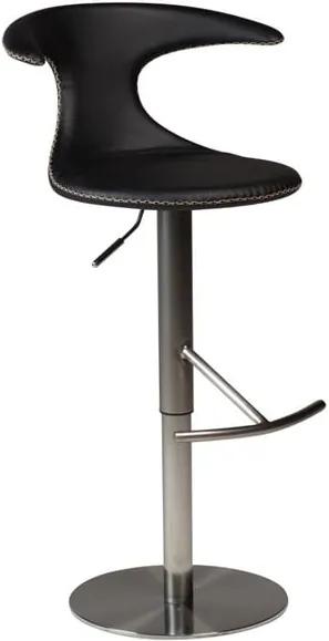 Čierna barová nastaviteľná stolička s koženým sedadlom DAN-FORM Denmark Flair