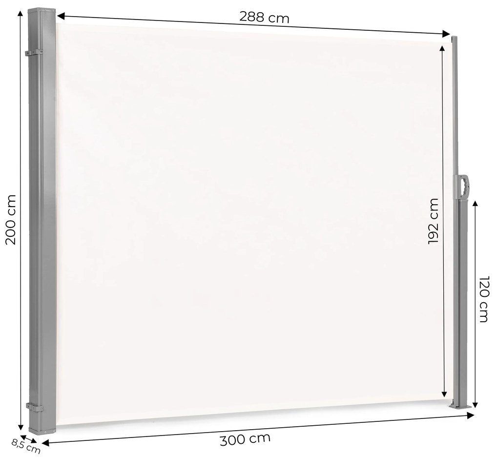 Výklopná bočná markíza, roleta, zástena do záhrady, na terasu - béžová 200 cm