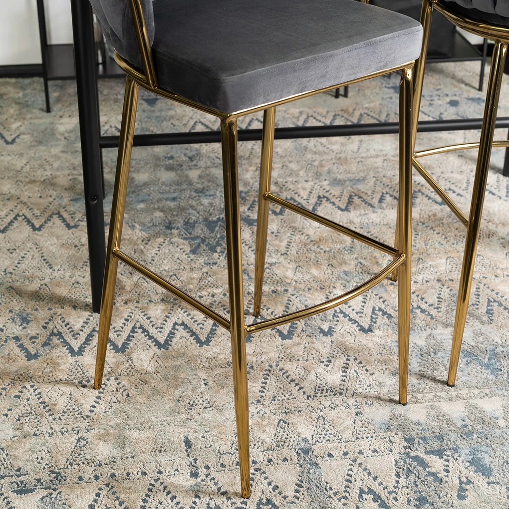 Barová stolička Flores 60 cm sivá/zlatá