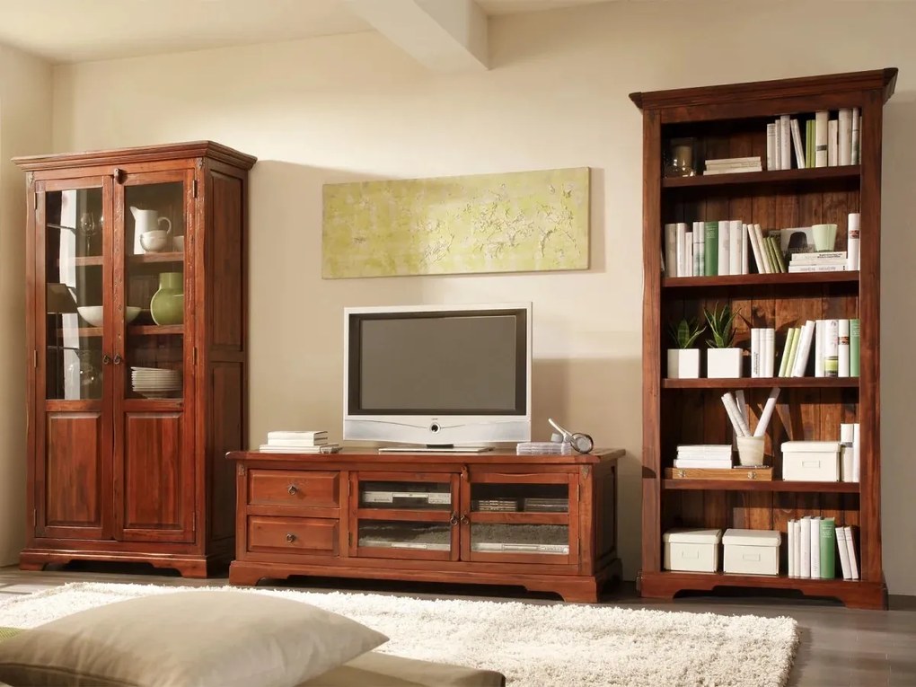 furniture-nabytek.cz - Masívny TV stolík Catana z borovice, lakovaný, hnedý