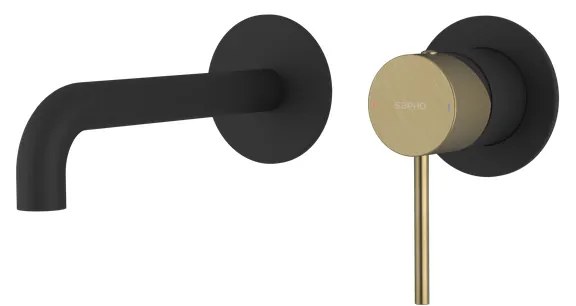 Sapho Sapho, ULTRASAN 2-prvková podomietková umývadlová batéria, hubica 20cm, čierná mat/zlato mat, UT018VBG