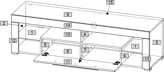 TV stolík Goal 153 cm, biely, s osvetlením