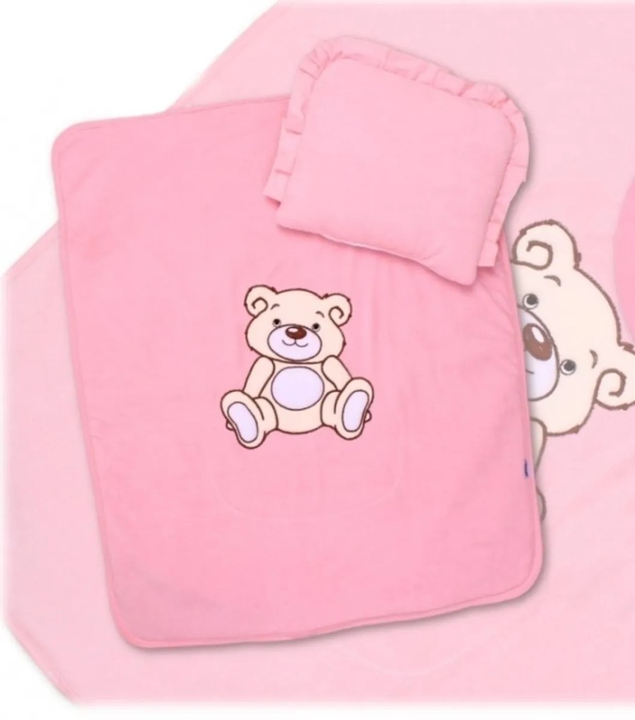 Sada do kočíka jersey Medvedík Teddy Baby Nellys - ružová