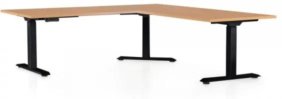 Výškovo nastaviteľný stôl OfficeTech Angle, 180 x 200 cm, čierna podnož