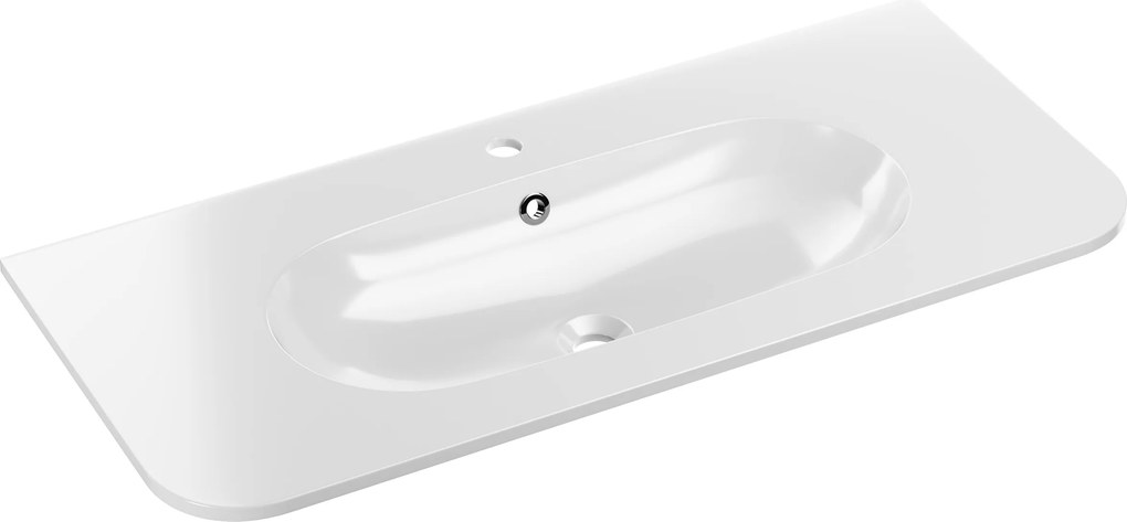 Comad Nábytkové umývadlo z konglomerátu PURE WHITE GLOSS, 100x46 cm, biela lesklá