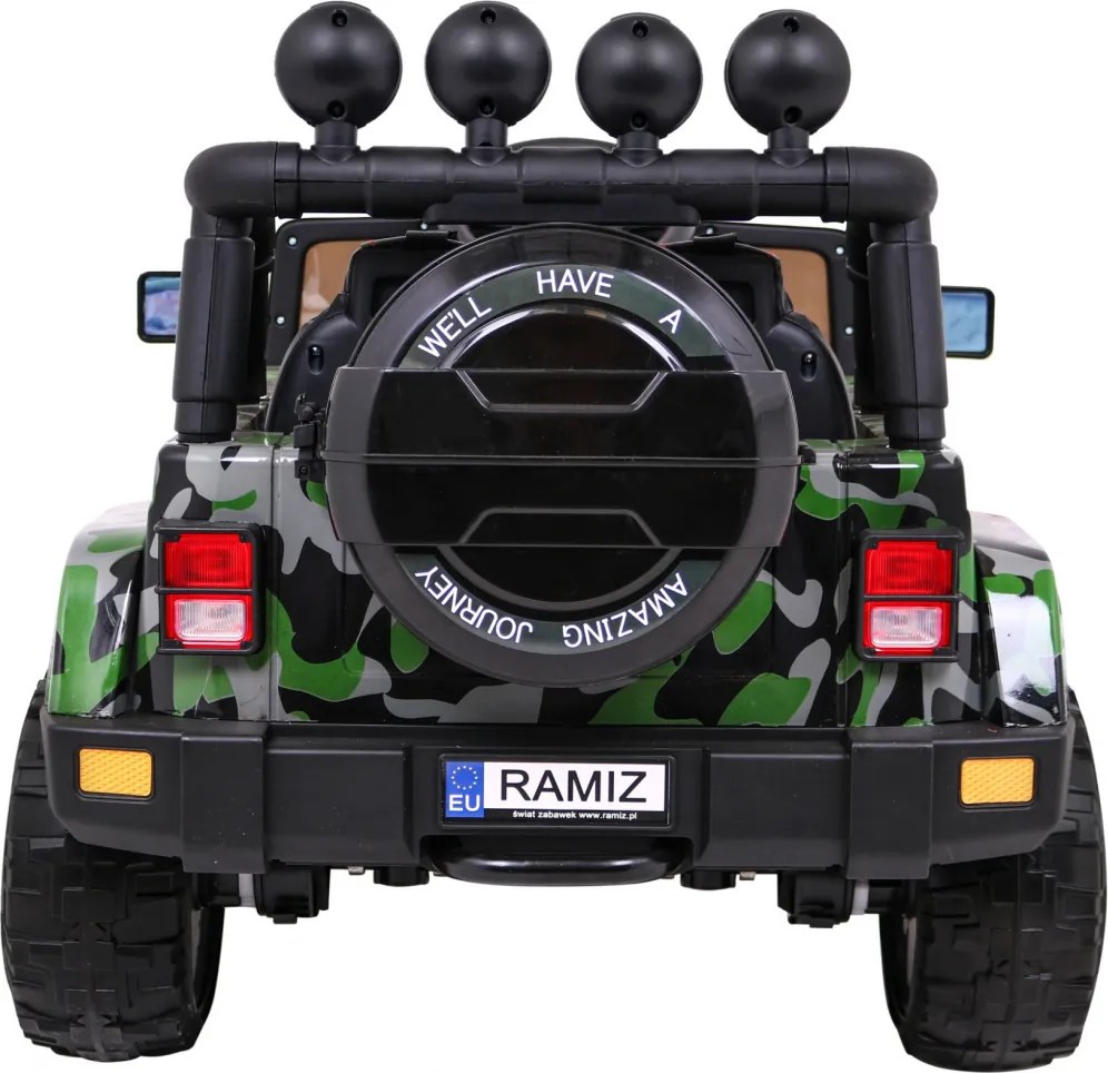 Ramiz Full Time 4WD terénne auto pre deti Moro farba + pohon 4x4 + diaľkové ovládanie + LED audio + úložný priestor