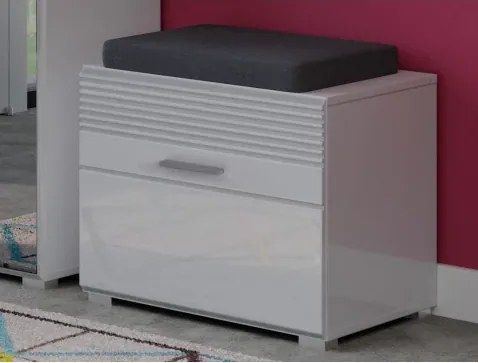 Predsieňová lavica s botníkom Linus, biela lesk%