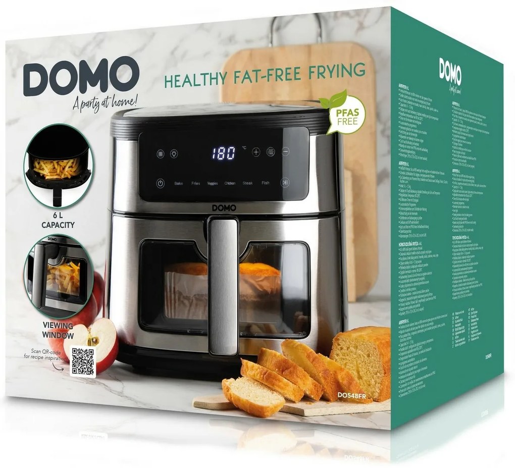 DOMO DO548FR teplovzdušná fritéza s priezorom, 6 l