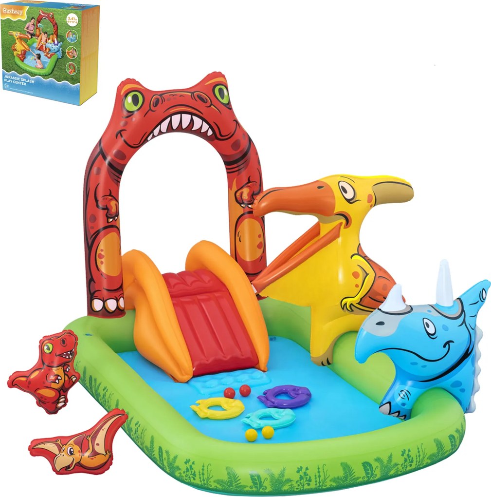 CH NAFUKOVACIE IHRISKO / BAZÉN S TOČACÍM KOLESOM S ŠMYKĽAVKOU JURASSIC 2,41 X 1,4 X 1,37 M *2168