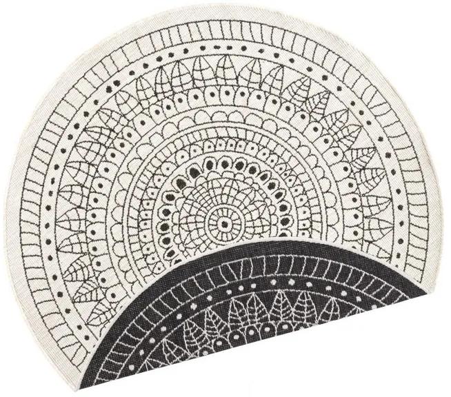NORTHRUGS - Hanse Home koberce Kusový koberec Twin-Wendeteppiche 103101 creme schwarz – na von aj na doma - 100x100 (priemer) kruh cm