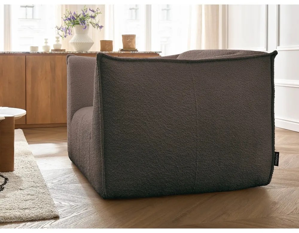 Hnedé kreslo z textílie buklé Giorgia – Bobochic Paris