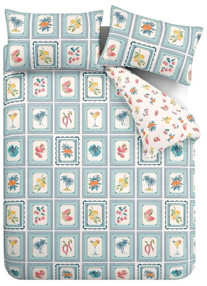 Modré obliečky na dvojlôžko 200x200 cm Riviera Tiles – Catherine Lansfield