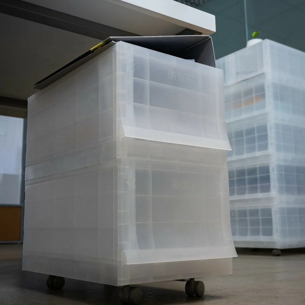 Modulárny úložný box Wave Junior Mist s kolieskami 43,4 x 27,2 x 22 cm, úzky - 1 zásuvka - kolieska