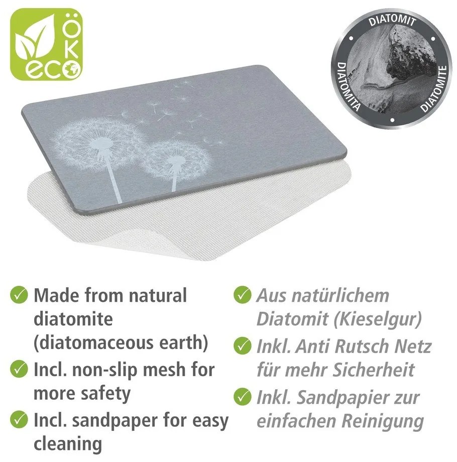 Sivá kúpeľňová predložka z kremeliny 39x60 cm Astera – Wenko