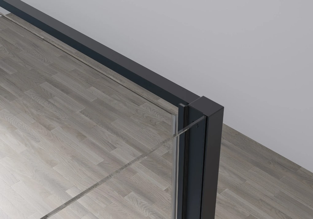 Cerano Ferri, krídlový sprchovací kút 100(dvere) x 80(stena) x 195 cm, 6mm číre sklo, čierny profil, CER-CER-427489